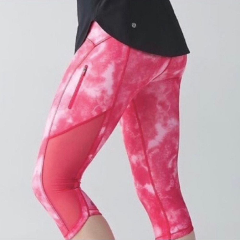 Lululemon Pink Tie Dye Sun Runner Cropped Leggings Size 4